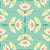 Cream Pink Yellow and Mint Teal Green Scandi Geometric Lotus Flowers Wallpaper Image