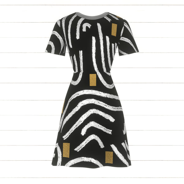 Abstract black and white non directional pattern with golden elements ...
