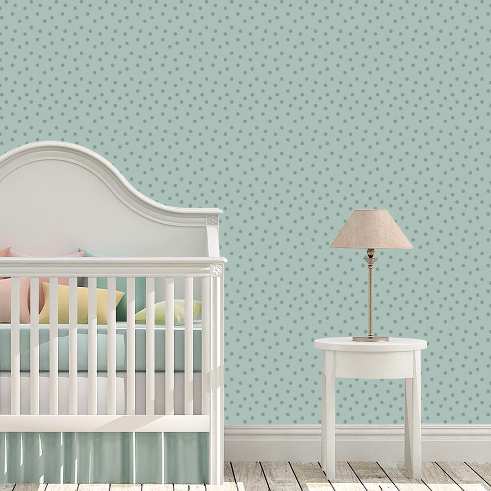 Modern Polka Dots 2 on Light Green