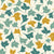 Autumn leaves falling in turquoise and mustard on eggshell white (bunnyhop collection) Image
