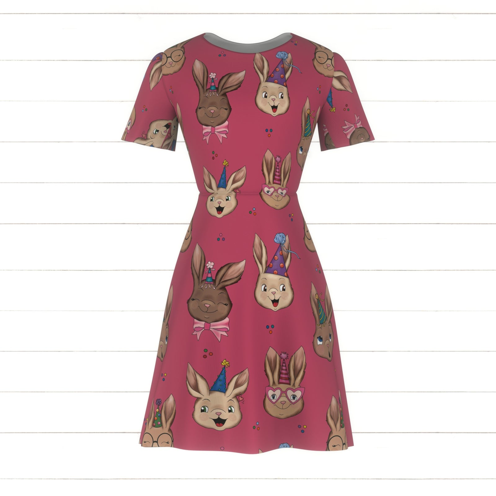 Party Bunnies on Bunny Pink by Lisa Wornham
