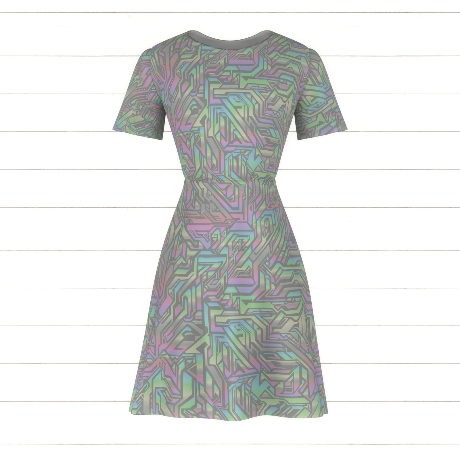 crystal maze abstract shapes rainbows on grey