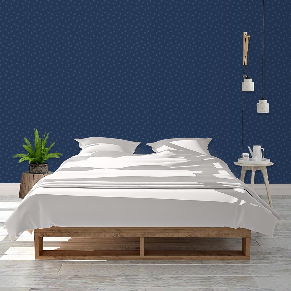 Modern Polka Dots on Navy Blue
