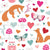 Multicolor Valentines Foxes and Owls on White Image