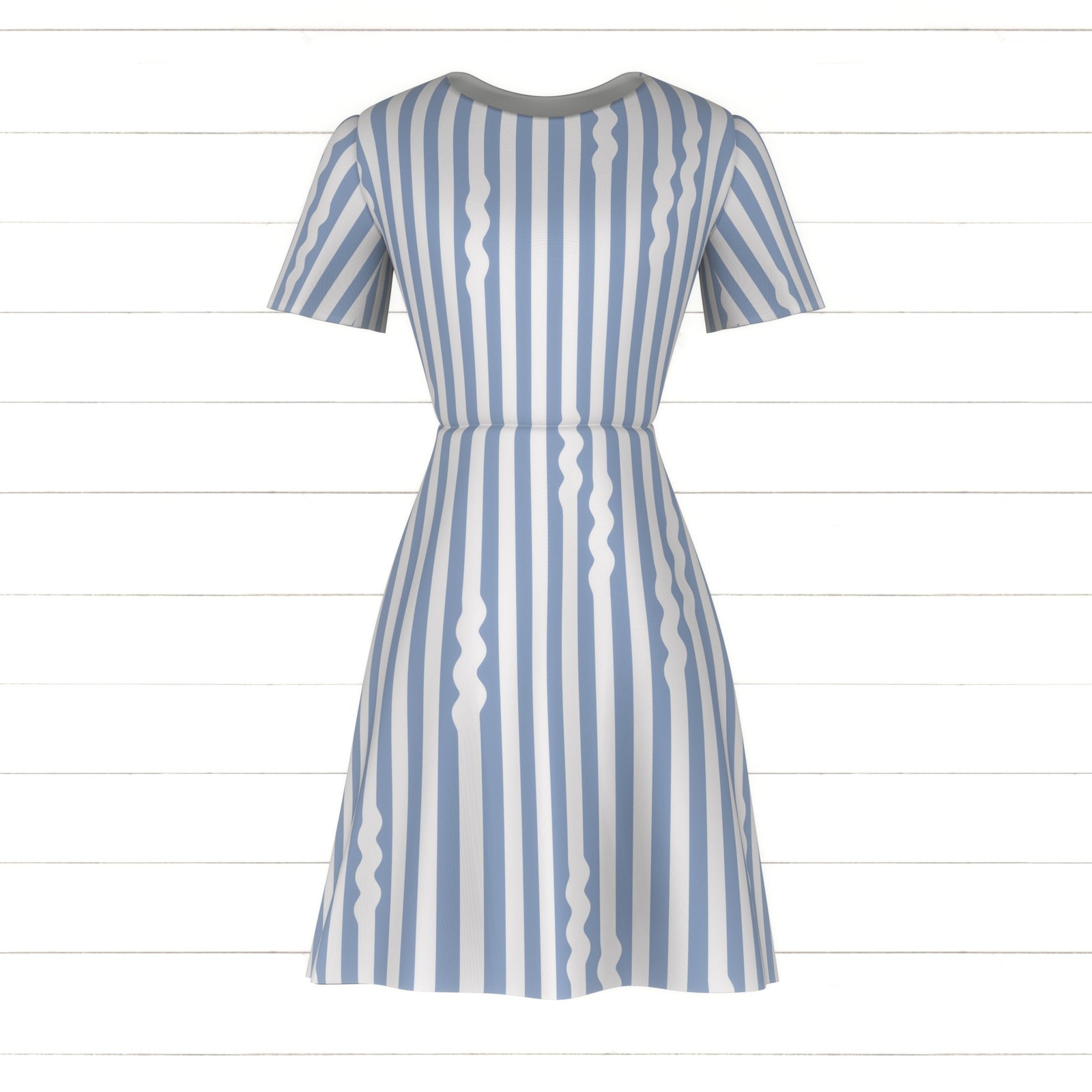 White Stripes with a Twist on Chambray Blue