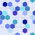 Cool-toned hexagons scattered across a frosty ground, arctic blues, teals, and periwinkle.  Hexagon Blues, by Cassy's Color Creations Image