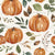 Boho Leaves and Pumpkins on Textured Cream Image
