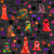 Tie-dye Retro Halloween Ghosts Black Image