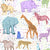 Africa, Animals, zoo, zebra, spots, blue, boys, elephant, giraffe, girls, hand drawn, kids, lion, multicolored, pink, purple, rainbow, rhino, studios, white, yellow Image