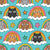Grumpy Cats in Rainbow Clouds on Blue Image