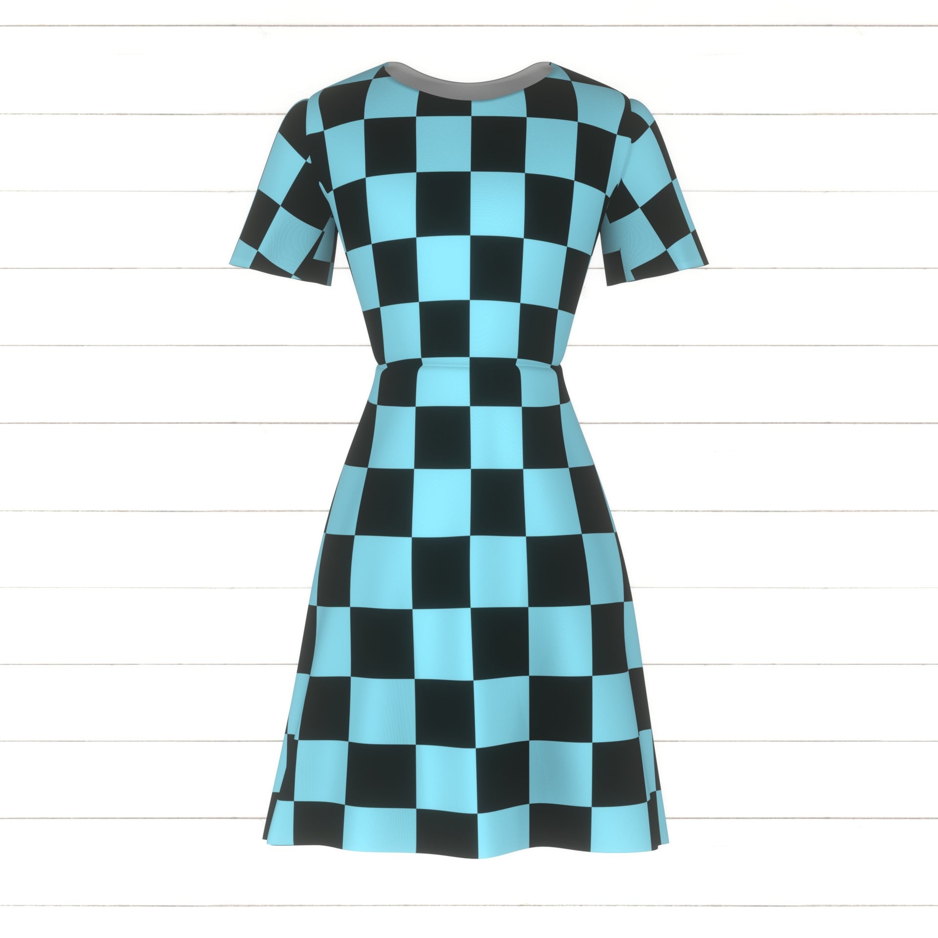Light blue and black checkered print Fabric, Raspberry Creek Fabrics