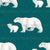 Watercolor Polar Bear Winter on Teal Blue Image