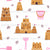 Sandcastles on white background - brown and pink Image