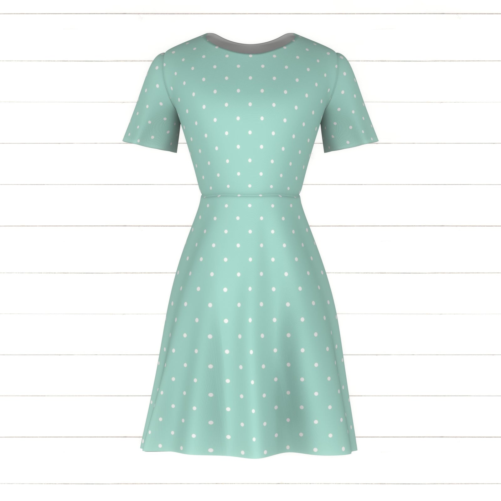 Mint and White Pin Polka Dot Print, Basics for Club Fabrics