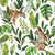 Tropical Jungle Tiger Foliage on White Image