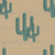 Vintage Green Cactus Southwestern Desert Motif on Earth Tones Dark Beige Image