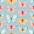 Penelope Colorful Watercolor Butterflies and Moths on Blue Image