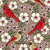 Red Cardinal Birds Floral in Tan Image