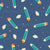 Bright Teal and Orange Pencils Shavings Stationery Triangle Navy Blue Image