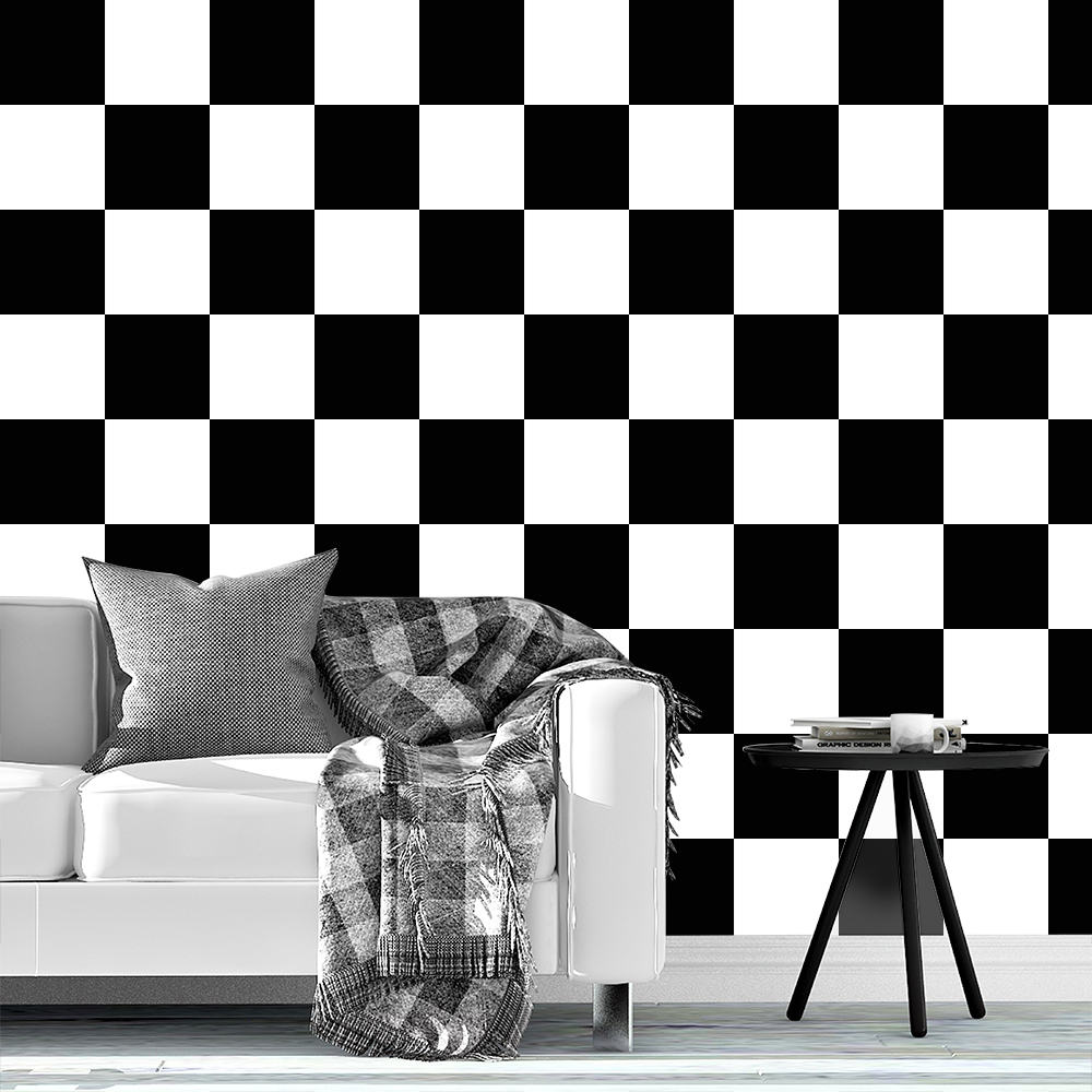Solid Black and White Checkerboard Squares, large Wallpaper, Raspberry Creek Fabrics, watermarked
