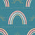 Boho Rainbows With Sunbursts On Blue | Unicorns & Rainbows Collection By JuneyB Design Image