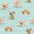Woodland Whimsical Baby Forest Fox, Rabbit, Mouse, and Fawn on Seafoam Aqua Green Image
