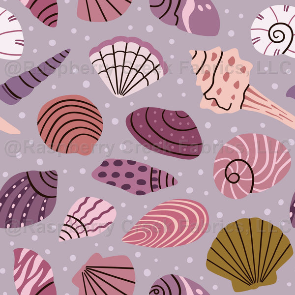 Seashell collection purple and lilac - sea shells doodle pattern ...