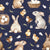Easter Rabbit by MirabellePrint / Navy Linen Textured Background Image