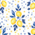Bright Summer Lemons with Ditzy Floral Blue and Yellow Image