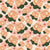 Lucky Spring Garden collection painterly peach roses and pink wildflowers on a light cream green background. Image