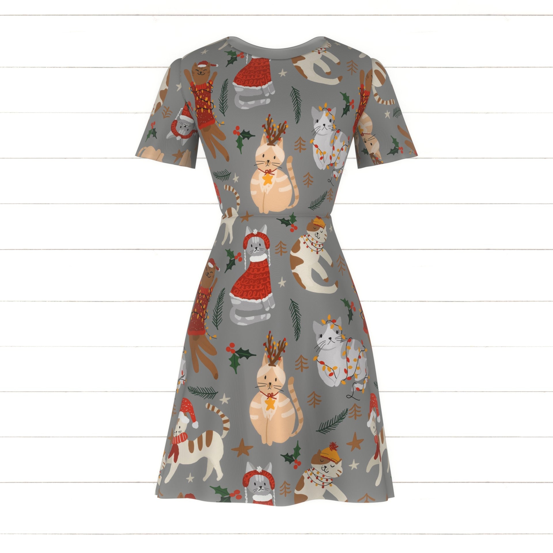 Christmas cats musical clearance notes print sleeveless dress