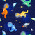 Watercolor Tyrannosaurus Rex Astronauts In Space On Blue Image
