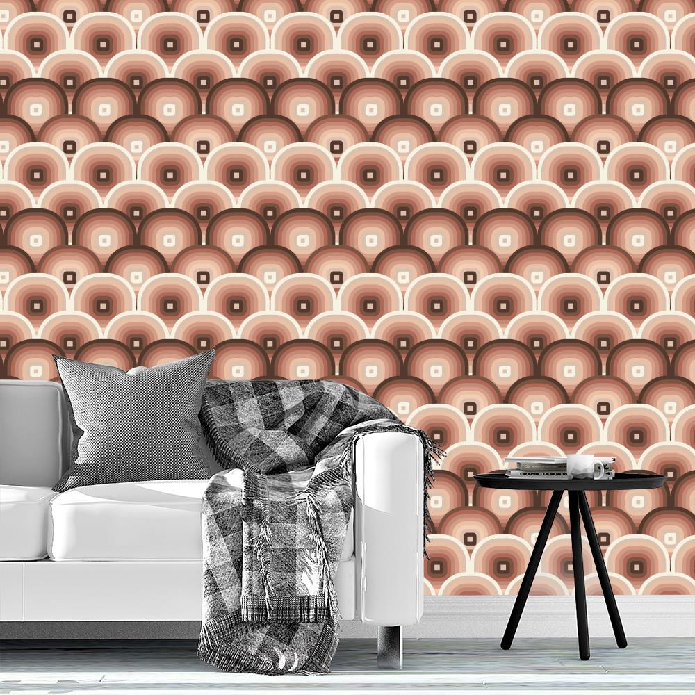 Geometric Scales Mid Mod Arch In Soft Taupe Wallpaper