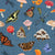 Forest Whimsey - dusty blue - mushroom and butterflies with wood grain texture - Cabin Country Collection Image
