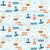 A Day at the Beach in Blue and Orange on Pale Blue Image