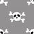 Pirate Skull Cross Bones Gray and White Image