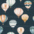 Vintage Retro Watercolor Hot Air Balloons Navy Blue Image
