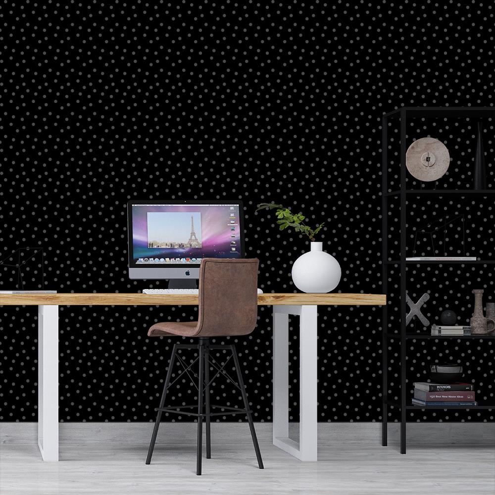 Modern Polka Dots on Black