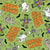 Monster Mash Halloween Dancing Ghosts, Skeletons, Mummies and Monsters on Green Image