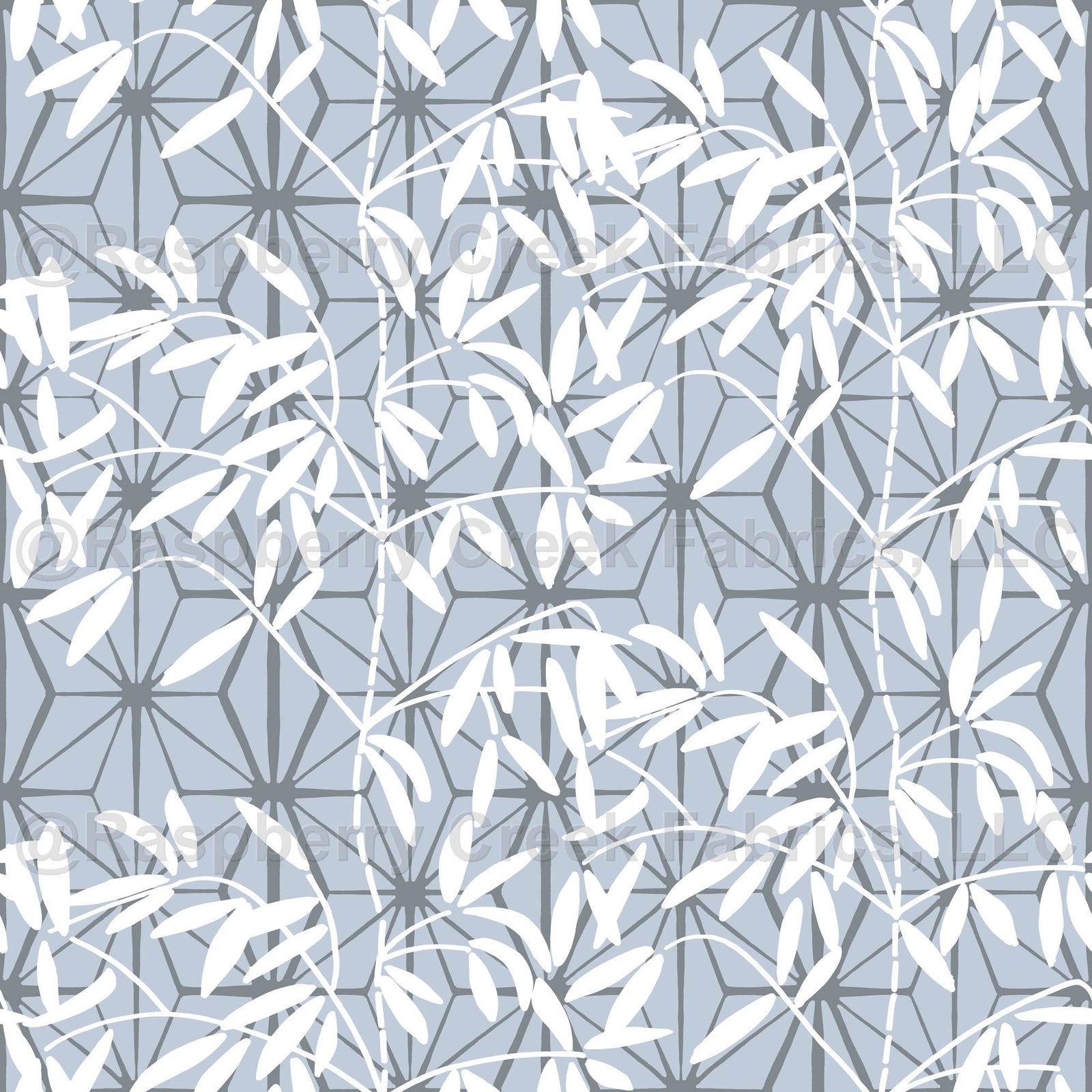 Abstract Bamboo in Blue White, Shizen by Stephanie Fiona Design
