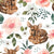 Vintage Spring Baby Deer Floral on White Image