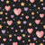 Pastel Watercolor Hearts & Stars Toss on Black, 80s Mix Tape Collection by JuneyB Design Image