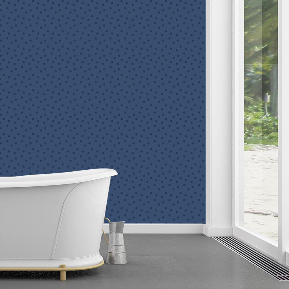 Modern Polka Dots 2 on Dark Blue