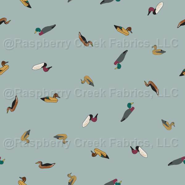 A Ditsy Non-Directional Pattern of Vintage Duck Decoys Scattered Acros ...