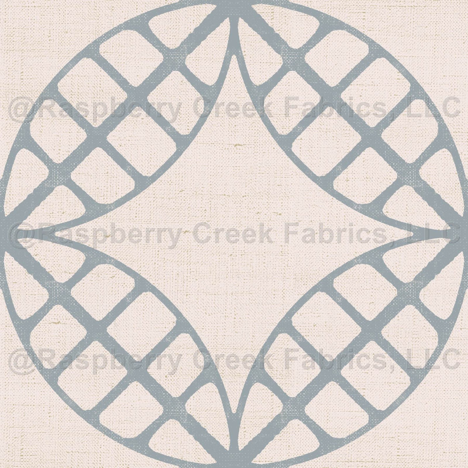 Stamped Linen - Circle Grid in soft blue