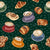 Coffee Time in forest green - pastries, coffee mugs, latte art - Coffee Time Collection Image