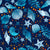 watercolor seashells with tiny orange dots on  bold dark navy background Image