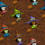 Witches in flight. Brown background. Image