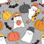 Skater Ghost Halloween Gray Orange Image