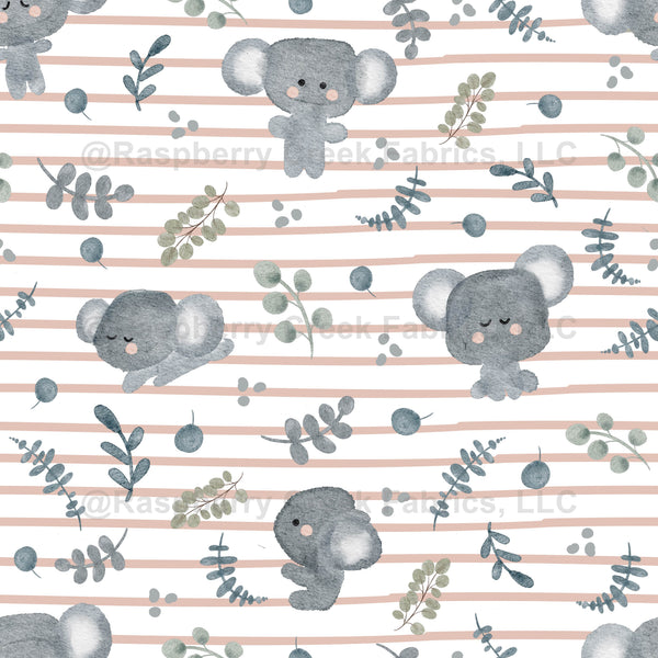 Koala Bears Blush Stripes - Raspberry Creek Fabrics